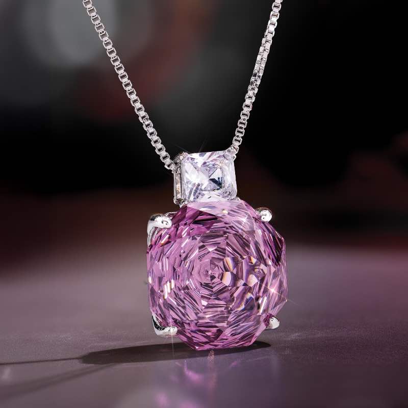 Double Asscher Rose Necklace